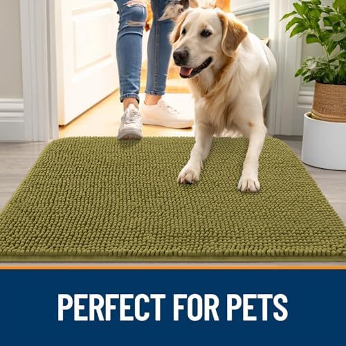 OLANLY Dog Door Mat for Muddy Paws 40x32, Super Absorbent Chenille Mud Mat - Image 6