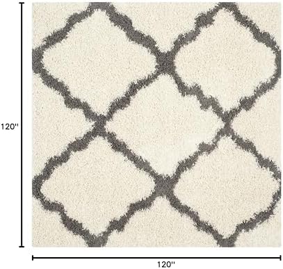 SAFAVIEH Dallas Shag Square Rug 10', Soft Plush Ivory & Dark Grey SGD257H - Image 2