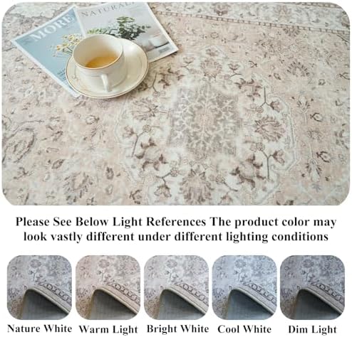 12x15 Living Room Area Rug: Oriental Large Neutral Bedroom Carpet Soft - Image 4