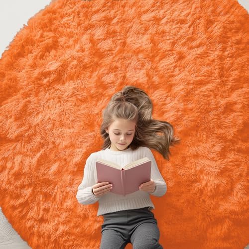 OLANLY Orange Round Rugs for Bedroom by OLANLY