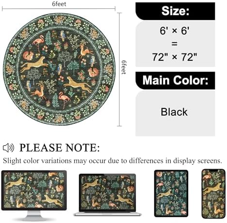 DUKINO 6ft Round Rug for Bedroom, Washable Soft Non Slip Circle Rug - Image 2