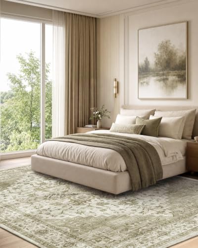 Amada Vintage Washable Area Rug, Light Walnut - Image 4