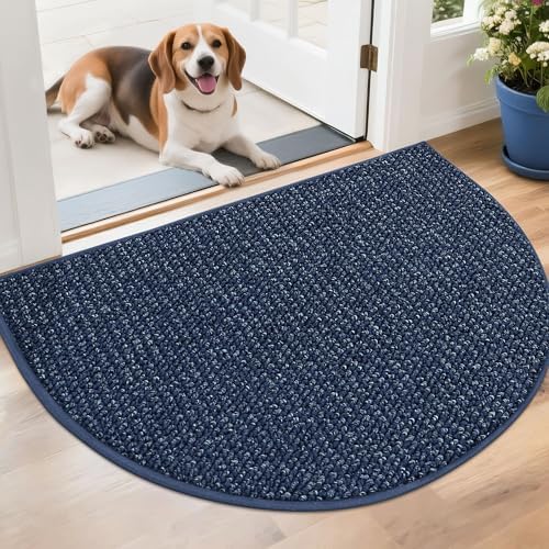 BEQHAUSE Dirt Trapper Door Mat 26" x 40" Half Circle Non Slip Rugs by BEQHAUSE