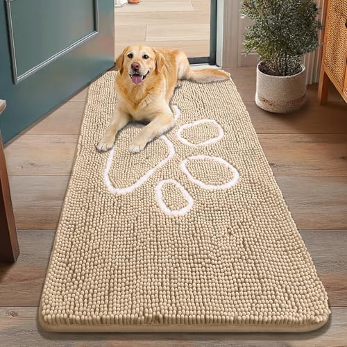Smiry Dog Door Mat for Muddy Paws, Absorbent Non Slip Dirt Trapper by Smiry