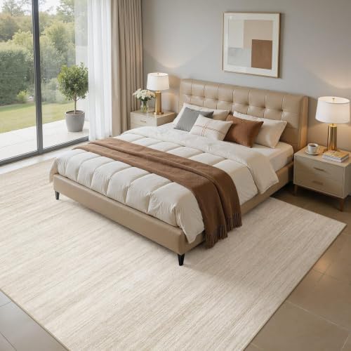 5x7 Area Rugs, Washable Living Room Rug, Abstract Beige - Image 2