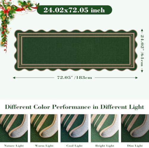 Scalloped 2x6 Christmas Runner Rug, Washable Rugs - Image 2