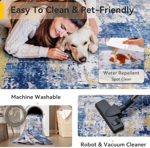 RELEANY Washable 10'x14' Abstract Area Rug - Image 5