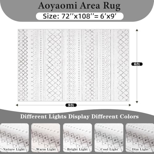 Area Rug for Living Room 6x9: Large Washable Boho Moroccan Rugs Geometric - Image 2