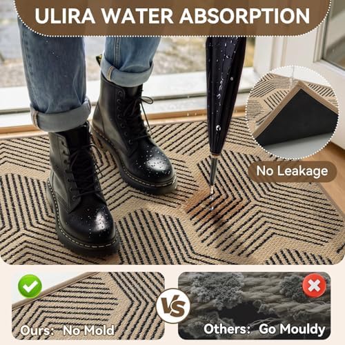 Outdoor Door Mat for Outside/Indoor Dirt Resistant Brown 31''x47'' - Image 6