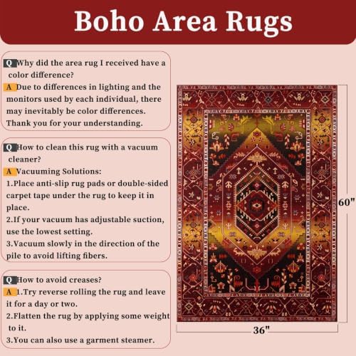 SERISSA 3x5 Washable Non Slip Boho Area Rug - Image 2