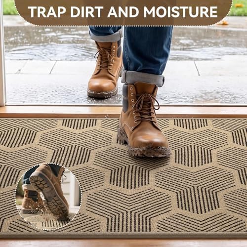 Outdoor Door Mat for Outside/Indoor Dirt Resistant Brown 31''x47'' - Image 4