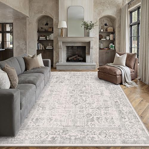 PureCozy Gray Area Rug 8x10 Vintage Floral by PureCozy