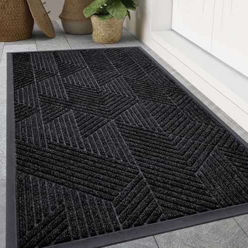 Smiry Front Door Mat Outside Entrance, Low Profile Rubber Doormat by Smiry