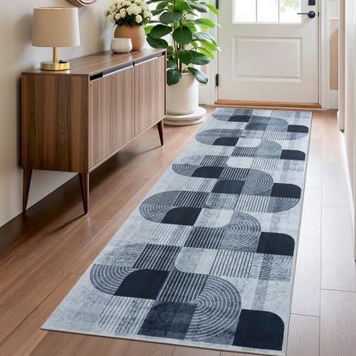 Washable Modern Geometric Hallway Runner Rug by Ailyei