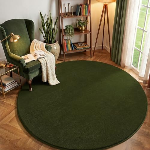 Amearea Olive Green Round Area Rugs 4ft Circle Rugs by AmeareaDirect