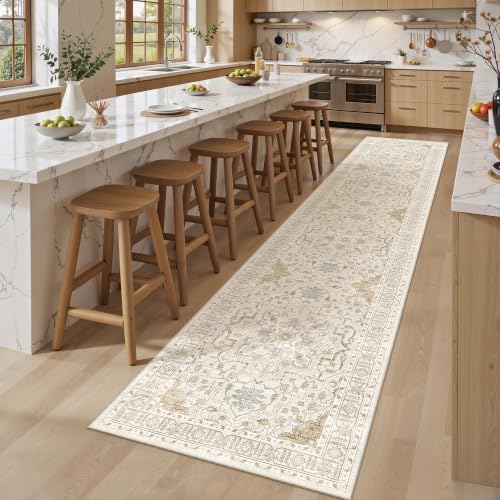 befbee 2x10 Runner Rug for Hallway Washable Non Slip Kitchen Rug Beige by Befbee