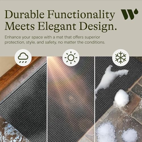 WaterHog Squares Heavy Duty Front Door Mat, Medium Grey - Image 6