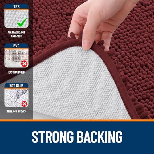 OLANLY Toilet Rugs U-Shaped 24x20, Soft Absorbent Chenille Contour Rugs - Image 6