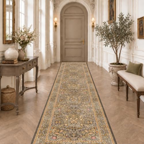 Brown Washable 3x16 Extra Long Runner Rug by HazoHaus