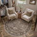 HUGEAR Brown Washable 4x4 Round Area Rugs by HUGEAR