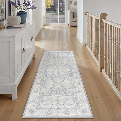 HUGEAR Blue 2x6 Runner Rug Washable Vintage Indoor Carpet by HUGEAR