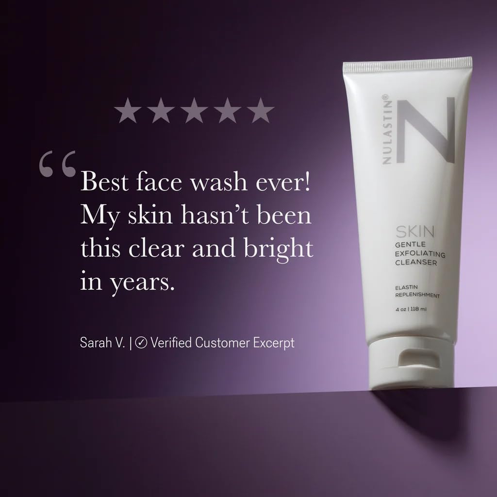 NULASTIN Gentle Exfoliating Face Wash for Women & Men - SKIN Facial Cleanser - Sulfate-Free, Vegan-Friendly & Cruelty-Free - Melt Makeup & Scrub Impurities Away with Every Wash (4 Oz)