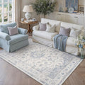 Blue 3x5 Area Rug Washable Netural Vintage Distressed Carpet by Berthmeer