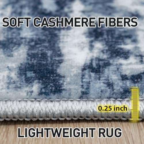 9x12 Area Rugs for Living Room: Washable Abstract Blue Grey Bedroom Carpet - Image 6