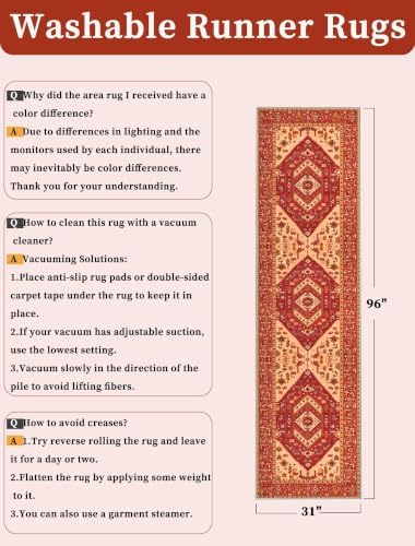 SERISSA 2'6"x8' Washable Non Slip Boho Runner Rug - Image 2