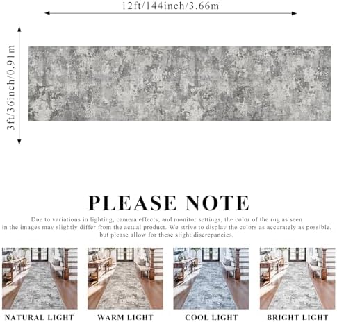 Non Slip Abstract Rug 3x12: Washable Runner Rugs - Image 2