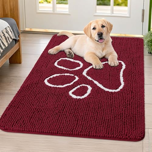 Smiry Dog Door Mat for Muddy Paws, Absorbent Non Slip Dirt Trapper by Smiry