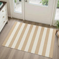 Rugalia Washable Woven Indoor Outdoor Doormat, 2x3 Natural Beige Cotton Striped by Rugalia