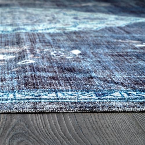 Non Slip Area Rugs 4x6 Boho Medallion Floral Non Skid Rubber Backing Easy Silk - Image 7
