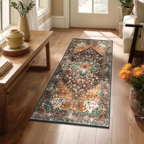 Yamaziot Washable Runner Rug, 2x4 Non-Slip Boho Vintage Hallway Kitchen Rug by Yamaziot