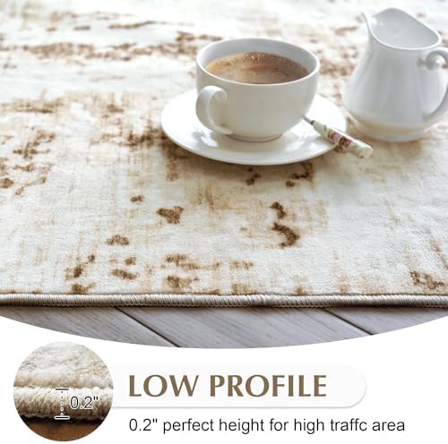 FMFUNCTEX 6x9 Washable Brown Beige Modern Abstract Area Rug - Image 3