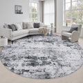 Round Area Rug Living Room: 6 ft Modern Washable Carpet Grey by FXRHLP