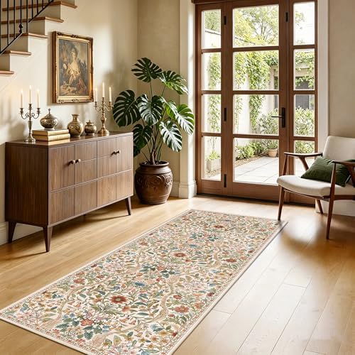 2x5 Floral Runner Rug for Kitchen Washable Hallway Runner Rug - Image 4