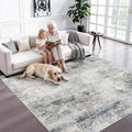 6x6 Rug Square Living Room: Washable Soft Modern Abstract Area Rug Bluegrey by HILORUUG