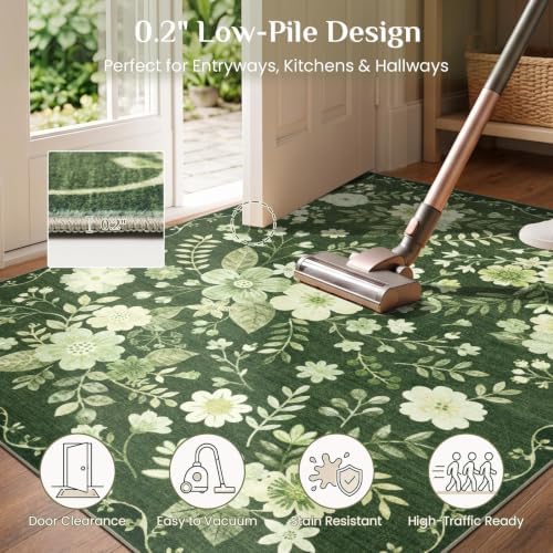 JOLLYVOGUE Floral Area Rug 8x10, Washable Rug - Image 6