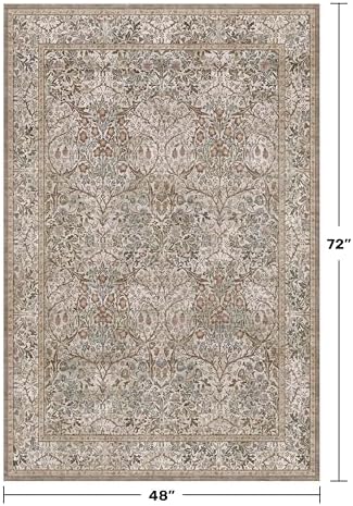Vintage 4x6 Entryway Rug, Washable Area Rugs - Image 2