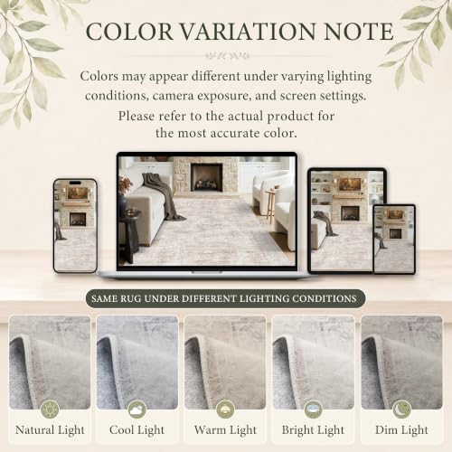 9x12 Washable Boho Area Rug, Ivory Farmhouse - Image 5