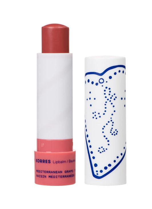 KORRES Lip Butter Stick Mediterranean Grape Hydrating Lip Balm with Greek Hypericum Balsam Oil, Moisturizing Natural Shine & Subtle Tint for Soft Smooth Lips, Lip Care for Women & Men, 0.17 Oz Stick