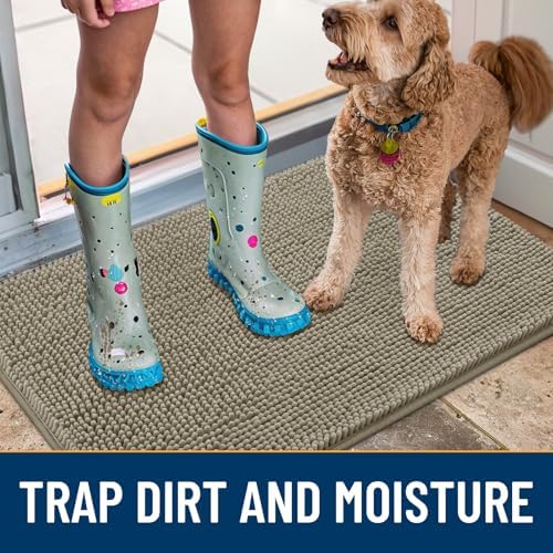 Smiry Dog Door Mat for Muddy Paws 30x20, Absorbs Moisture and Dirt Doormat - Image 3