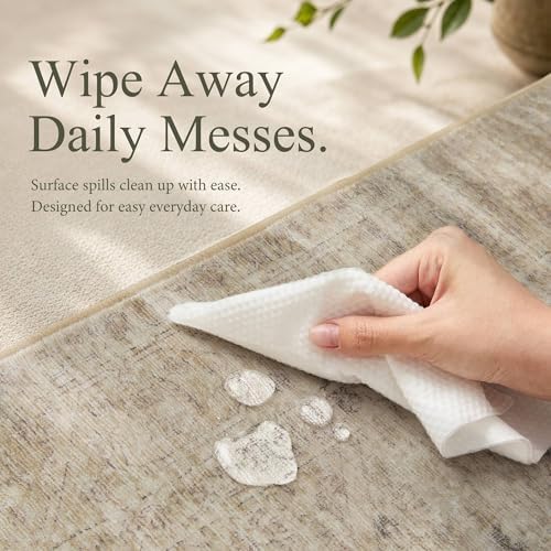 3x5 Washable Boho Entryway Area Rug Dark Beige Non-Slip Door Mat - Image 4