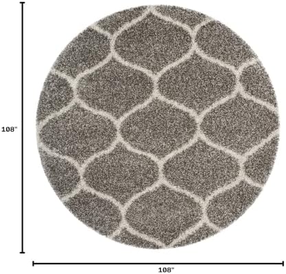 SAFAVIEH Hudson Shag Round Rug 9', Soft Plush Modern Grey & Ivory SGH280B - Image 2