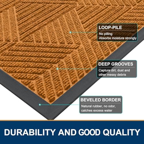 Smiry Front Door Mat Outside Entrance, Low Profile Rubber Doormat - Image 4