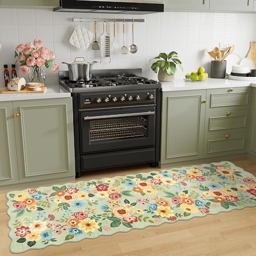 DUKINO 2.6x8 Runner Rug, Floral Washable Kitchen Rugs Non Slip - Image 3
