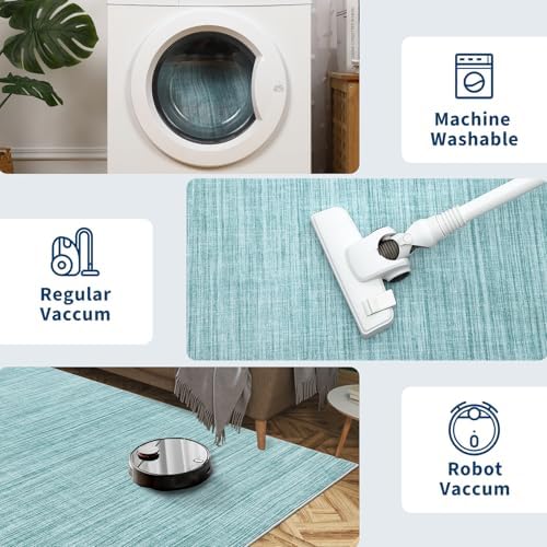 Garvee 5x7 Modern Solid Color Washable Rug - Image 5