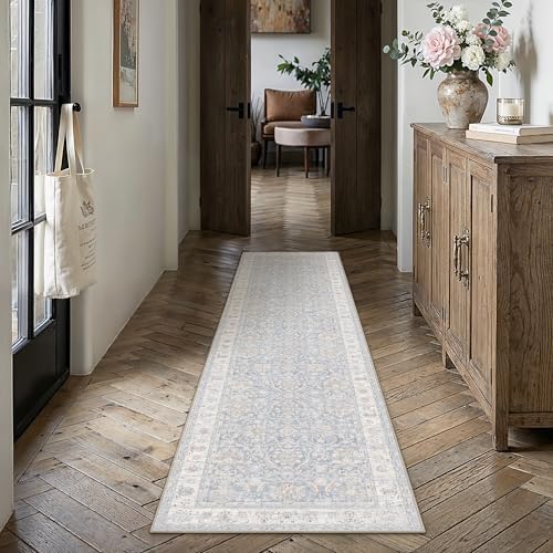 PureCozy Blue 2x8 Washable Runner Rug - Image 2