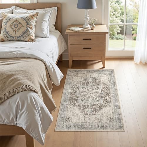 Tortania Runner Rug 2x3 Living Room Rug Washable Soft Brown/Blue - Image 4